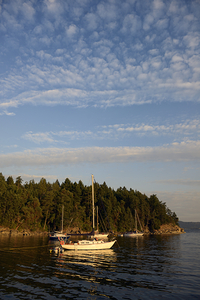 Sailboats at anchor on the west side of Tent Island by Kevin Oke