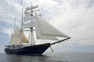 SS Mary Anne under sail Isabela Island Galapagos Islands Ecuador by Kevin Oke