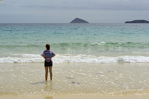 Looking out to sea at Punta Cormorant Floreana Island Galapagos Islands Ecuador