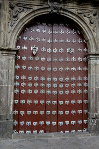 Entry door at Iglesia de San Agustin. Quito Ecuador