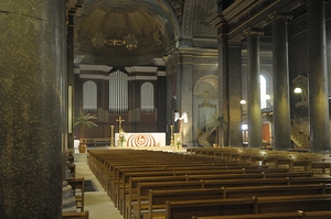 Interior of Eglise Saint Pothin with the alter and organ by Kevin Oke