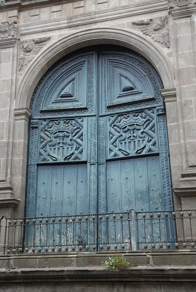 Entrance door to the Basilica La Merced. Quito. Ecuador Print