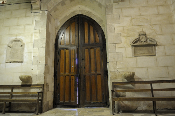 Shaft of light coming through the entrance door. Eglise de Saint Maurice. Chatillon-sur-Loire Centre. France Print
