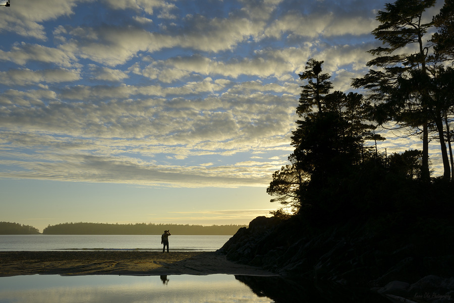 Photographing the sunset on Tonquin Beach  Print