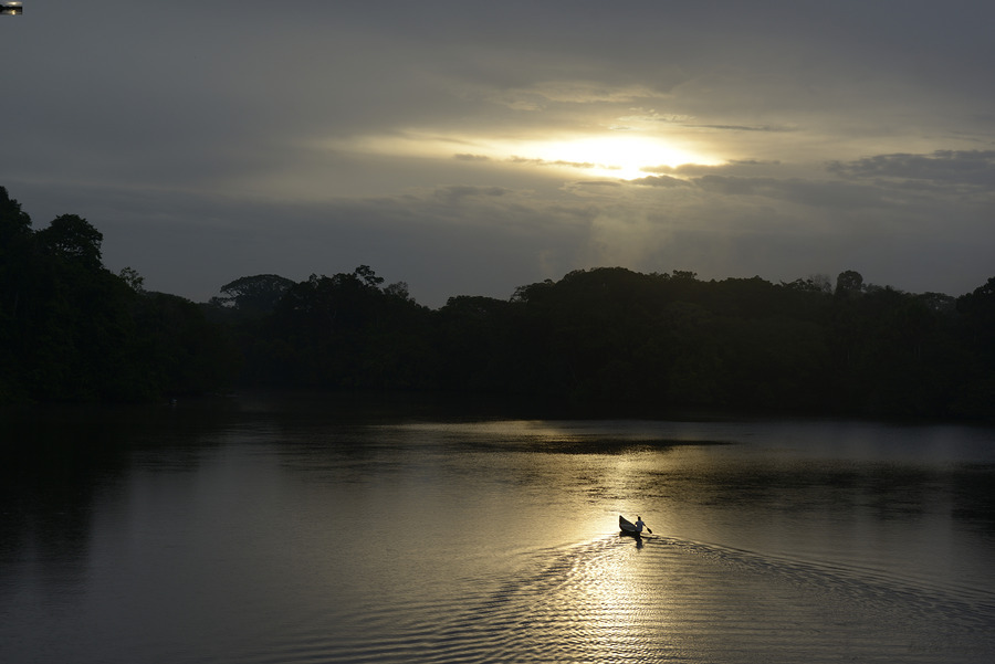 Canoeing on Lake Garzacocha La Selva Amazon Ecolodge Orellana Ecuador  Print