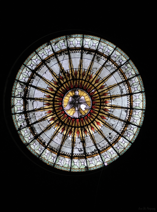 Round geometric stained glass window Eglise Saint Pothin  Print