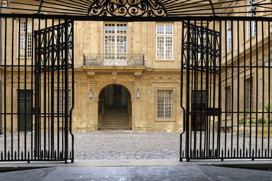 Entrance gate at the Hotel de Ville. Aix-en-Provence. France  Print