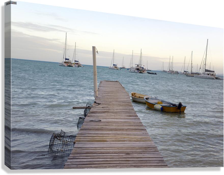 Dock and lobster pots Canvas Print