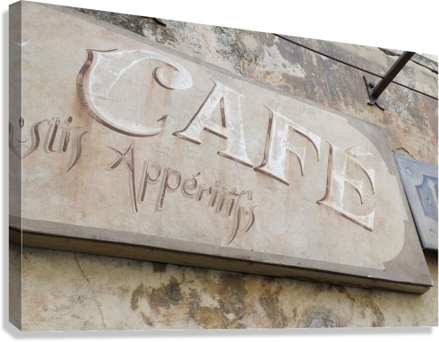 Cafe sign in Lourmarin Canvas Print