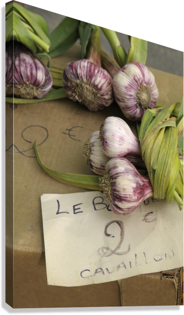 Fresh red garlic at the Lourmarin market Canvas Print