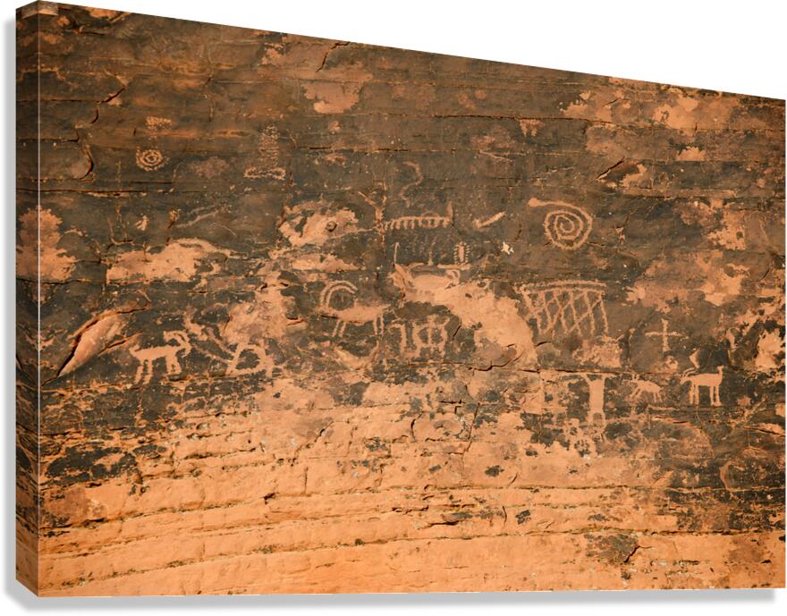 Petroglyphs near Atlatl Rock Valley of Fire State Park Nevada USA Canvas Print