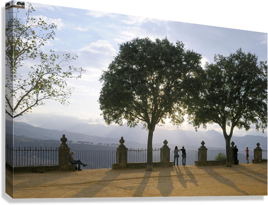 People enjoying the view from the Alameda del Tajo Ronda Málaga Andalusia Spain Canvas Print