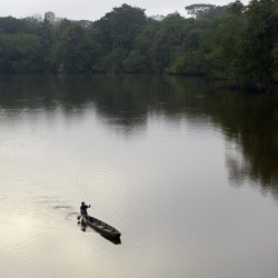 Canoeing on Lake Garzacocha Orellana Ecuador