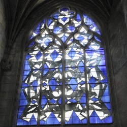 Modern stained glass window Nevers Cathedral Cathédrale Saint Cyr et Sainte Julitte de Nevers Nevers Nièvre Burgundy France