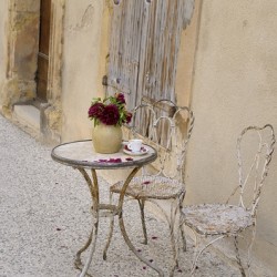 Outdoor table with flowers