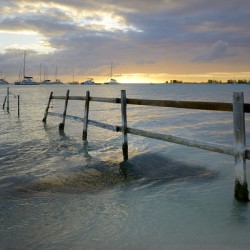 Old fence running into the ocean