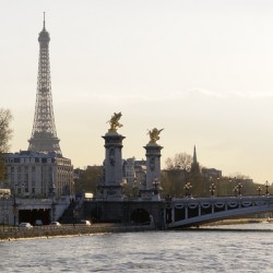 Pont Alexandre III and the Eiffel Tower from the Seine River - Paris