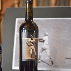Bottle of Zinfandel wine with Roberto Clemente label The Clemente Museum. Pittsburgh Pennsylvania