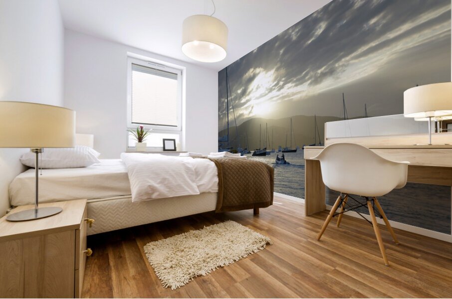 Dinghy heading out to the anchorage Mural print