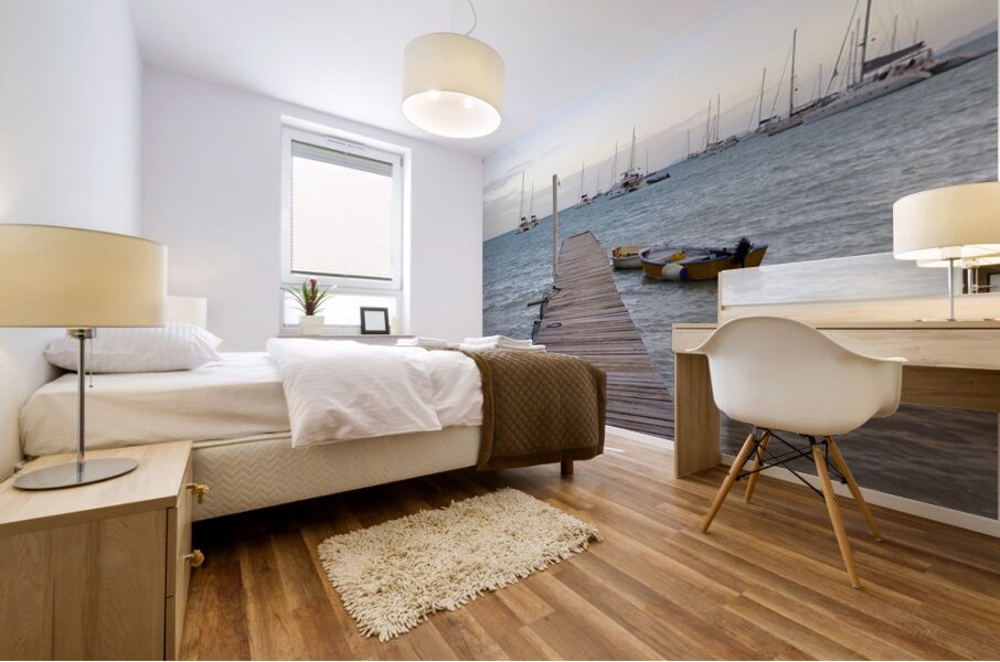 Dock and lobster pots Mural print