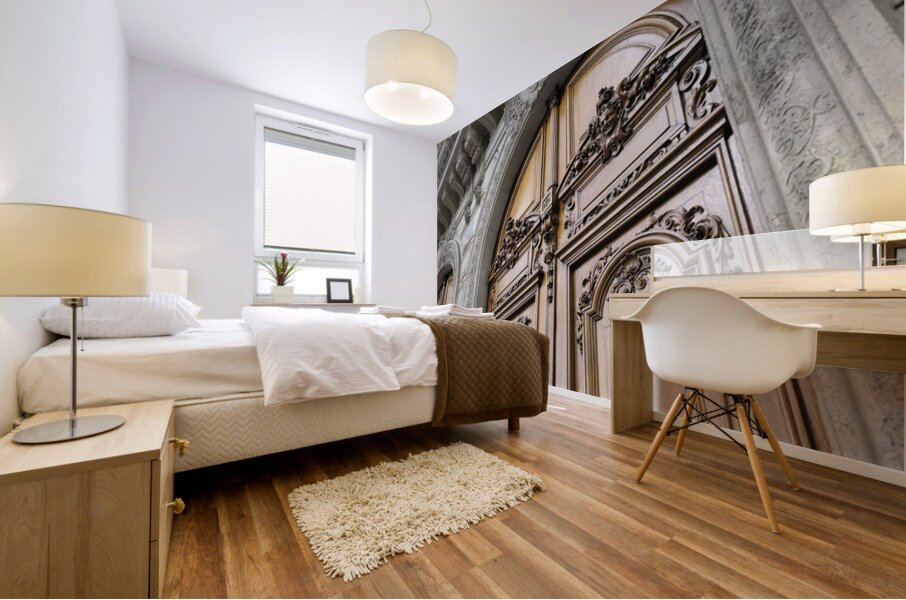 Ornate wooden door - Paris Mural print