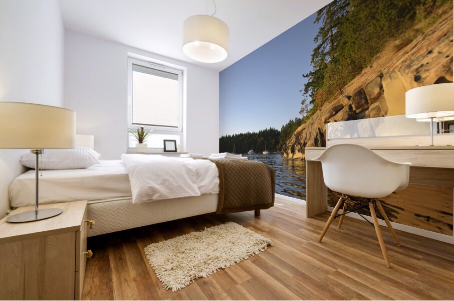 Sculpted sandstone cliff in front of the Tent Island anchorage Mural print