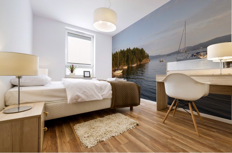 Sailboats at anchor on the west side of Tent Island Mural print