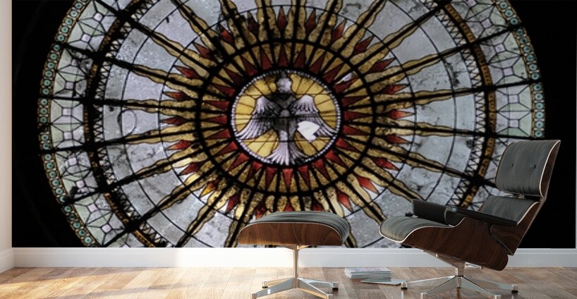 Round geometric stained glass window Eglise Saint Pothin Wall Murals