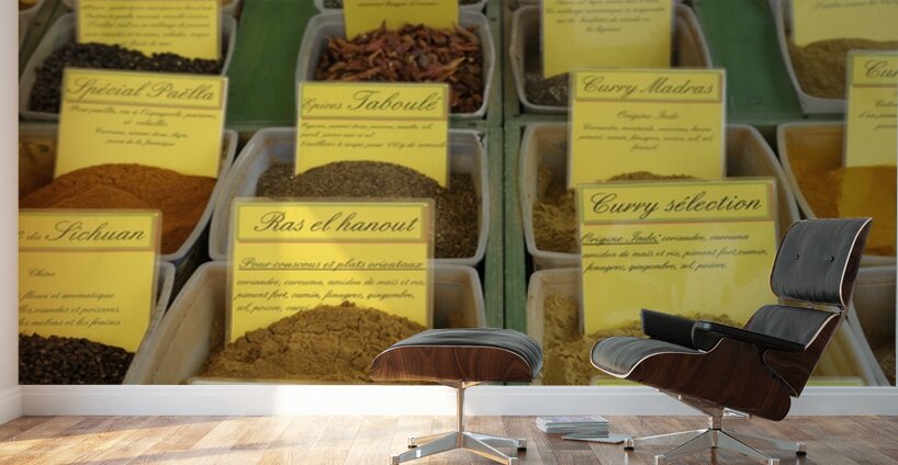 Bulk ingredients at the Lourmarin market Wall Murals