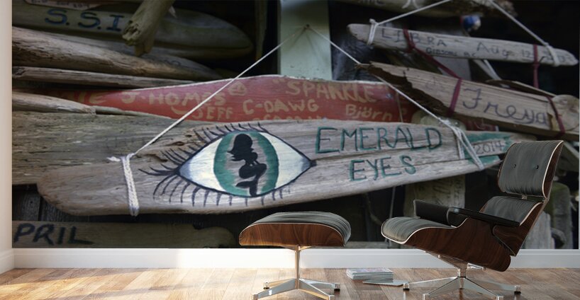 Driftwood sign for Emerald Eyes 2014 Wall Murals