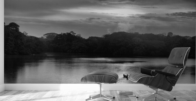 Canoeing on Lake Garzacocha Black and White Ecuador Wall Murals