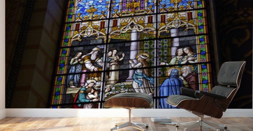 Stained glass window at Basilica del Voto Nacional Quito Ecuador Wall Murals