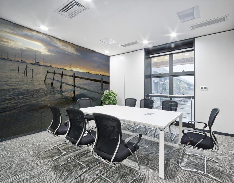 Old fence running into the ocean Wall Printing