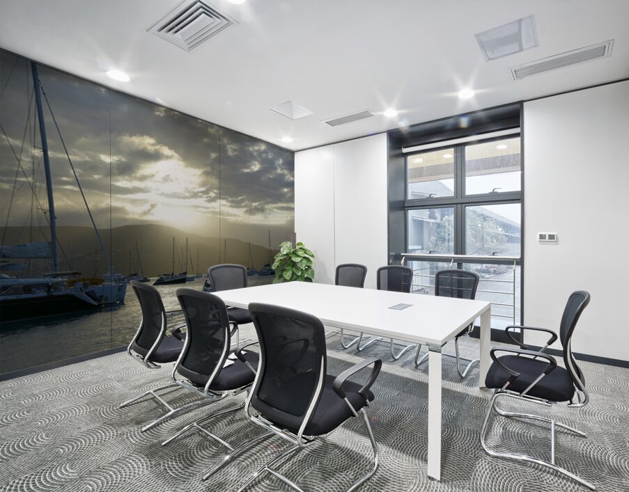 Dinghy heading out to the anchorage Wall Printing