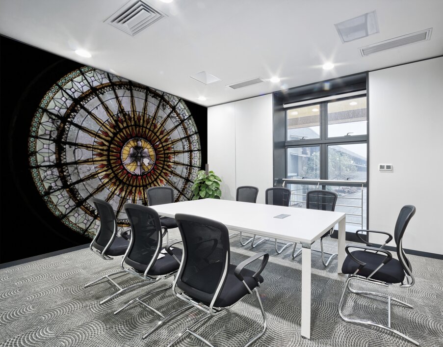 Round geometric stained glass window Eglise Saint Pothin Wall Printing