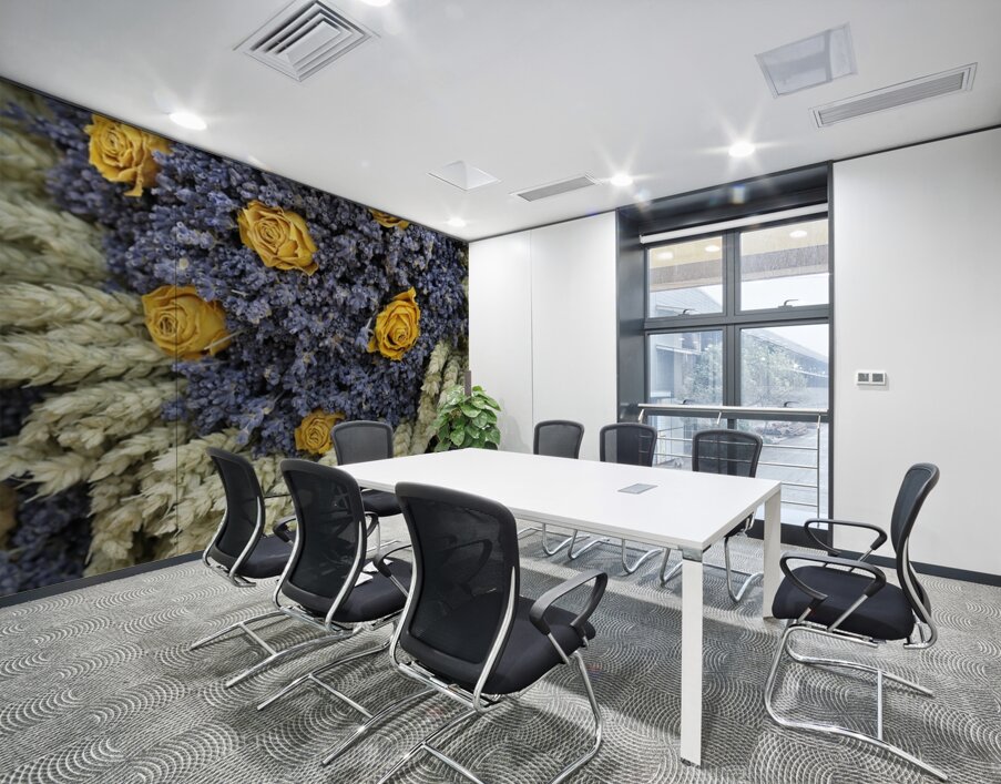 Dried yellow roses and lavender - Lourmarin Wall Printing