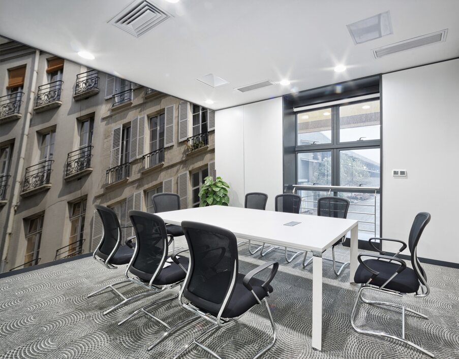 Apartment windows with open shutters and balconies - Paris Wall Printing