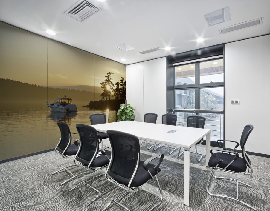 Small motor boat leaving Conover Cove Wall Printing