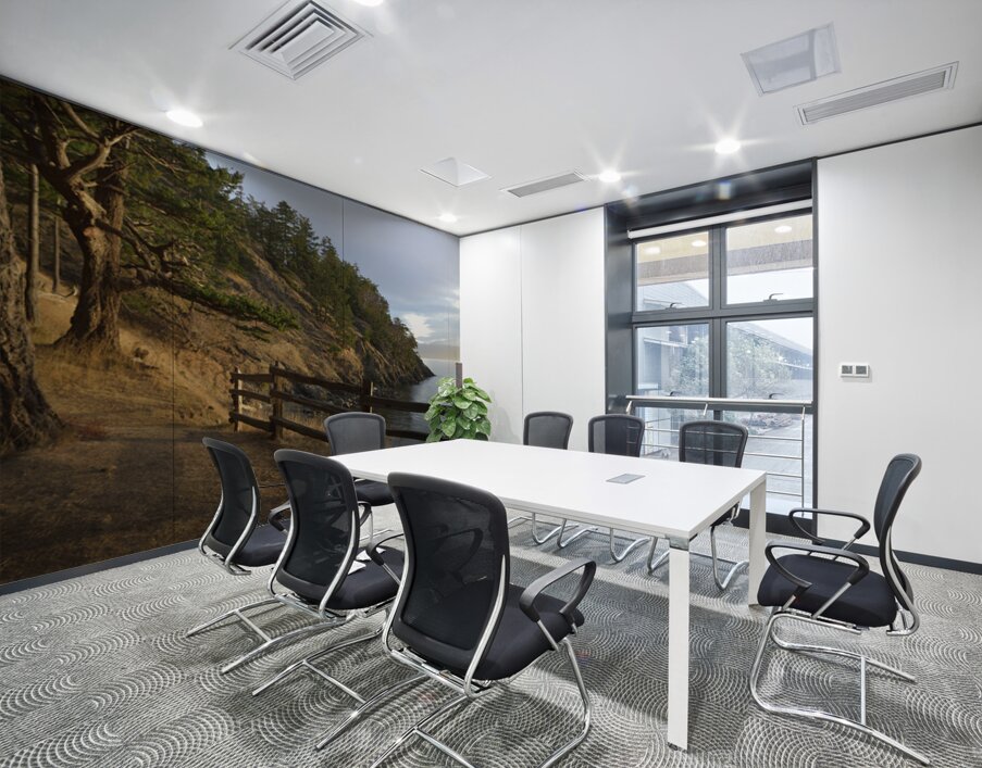 Wood fencing along the cliffs at East Cove Wall Printing