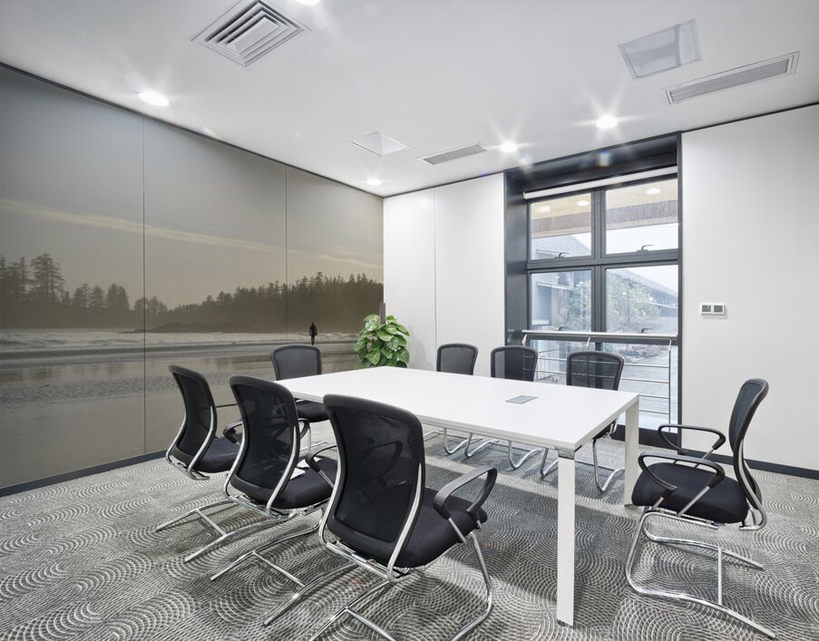 Man walking with surfboard through the mist Long Beach Pacific Rim National Park Wall Printing