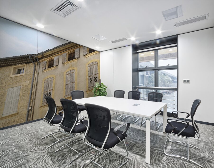 Shuttered windows on an old apartment  building Lourmarin Vaucluse Provence Alpes Côte dAzur France Wall Printing