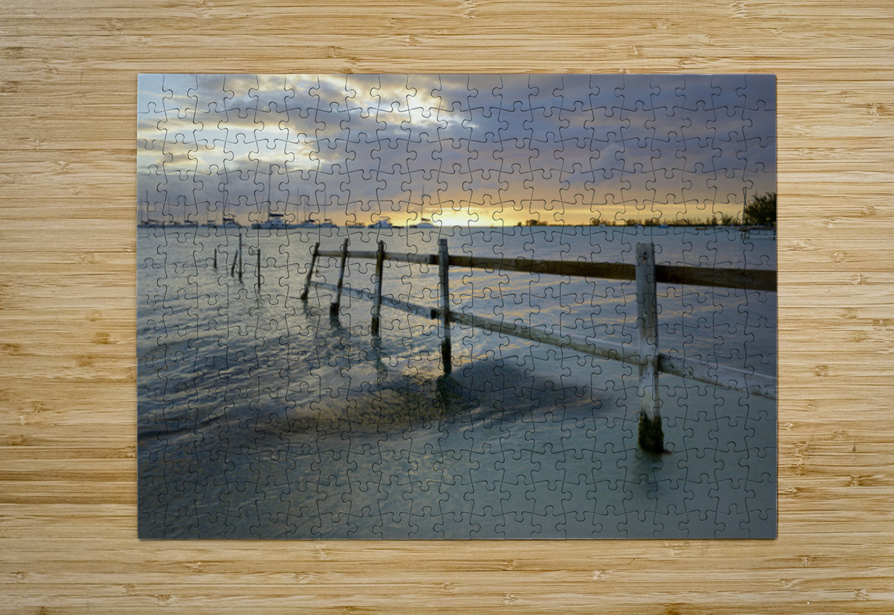 Old fence running into the ocean Kevin Oke Puzzle printing