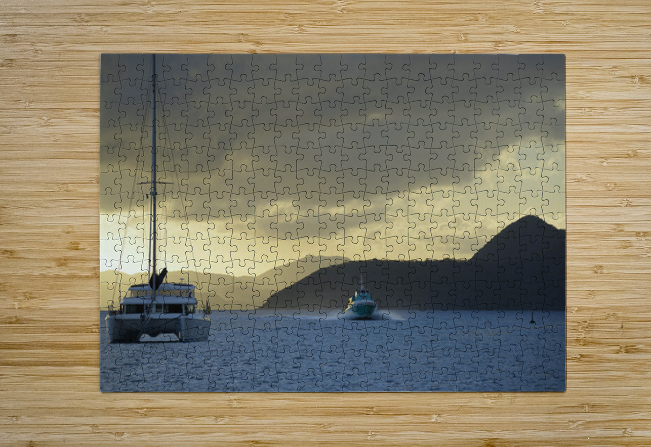 Passenger ferry and anchored catamaran at Sopers Hole Kevin Oke Puzzle printing