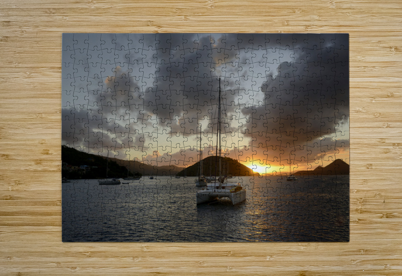 Caribbean sunset with catamarans and sailboats  Kevin Oke Puzzle printing