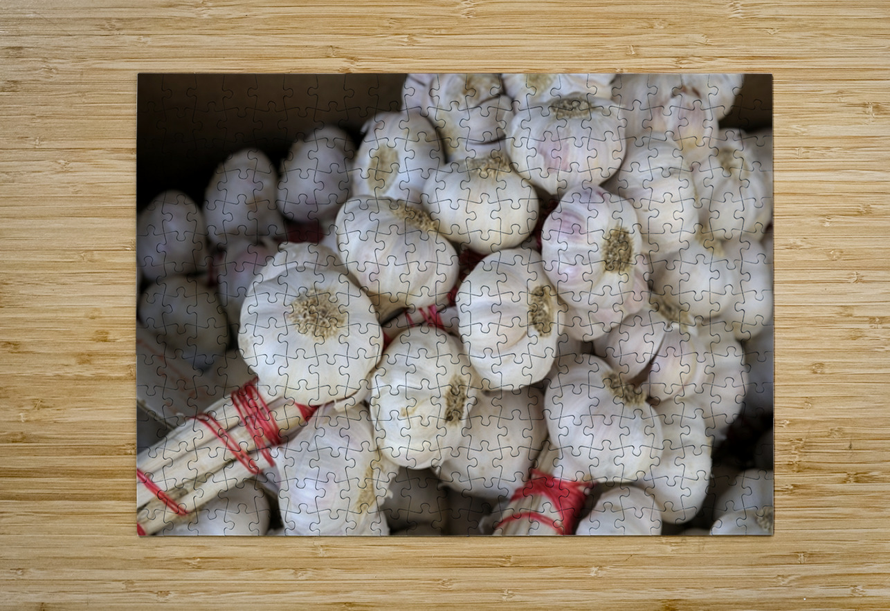 Braided garlic at the Lourmarin street market Kevin Oke Puzzle printing
