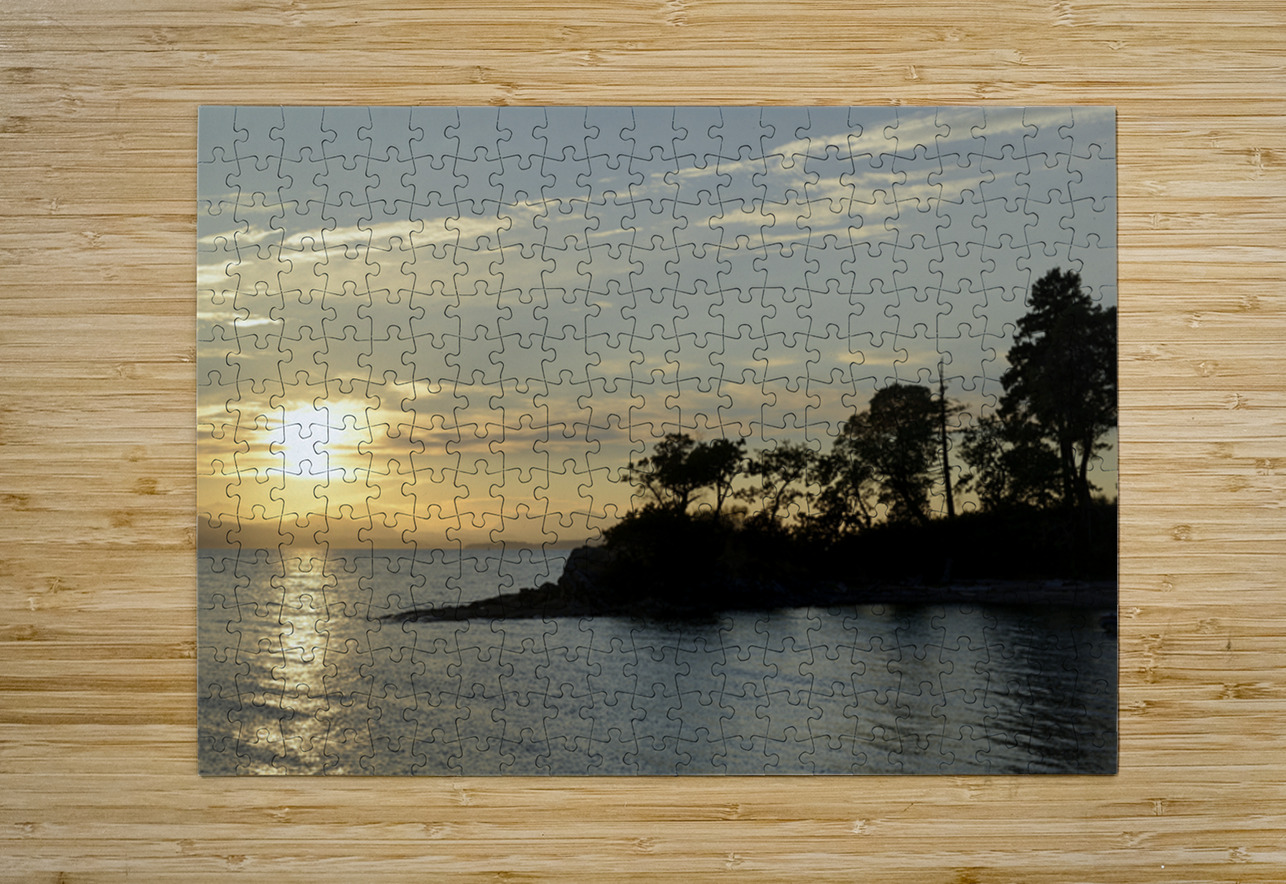 Sunset over Vancouver Island with silhouetted trees Kevin Oke Puzzle printing