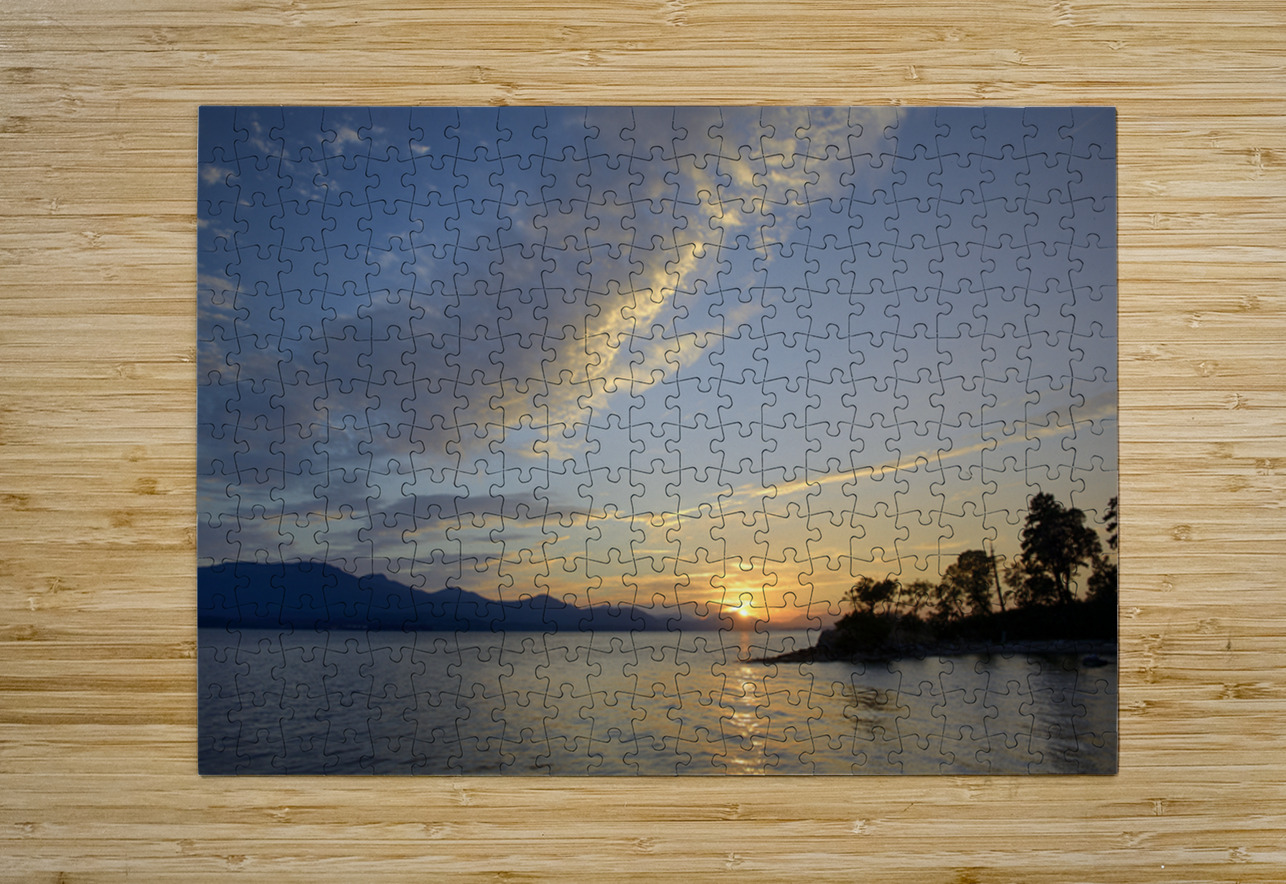 Sunset over Vancouver Island with silhouetted trees Kevin Oke Puzzle printing