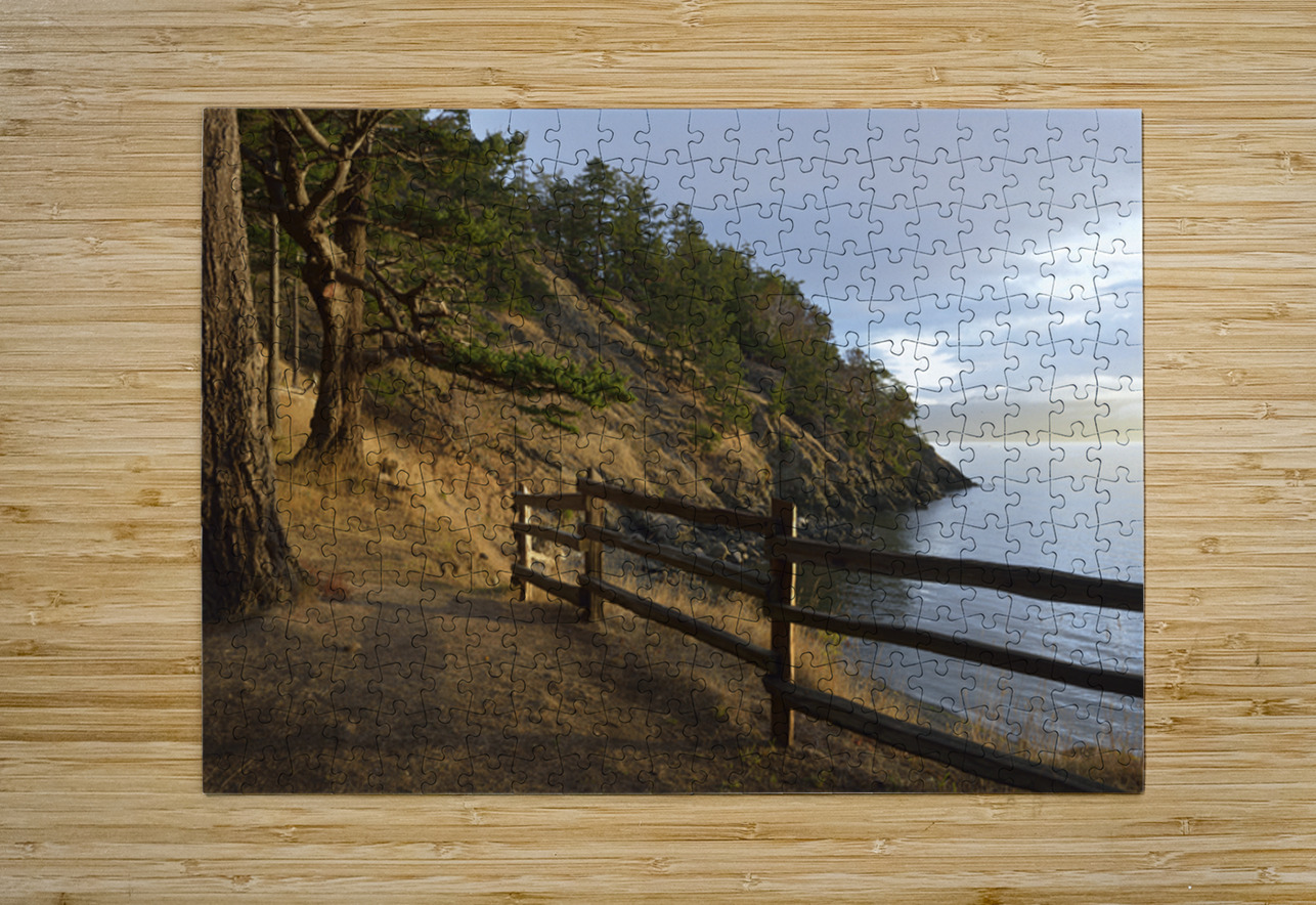 Wood fencing along the cliffs at East Cove Kevin Oke Puzzle printing