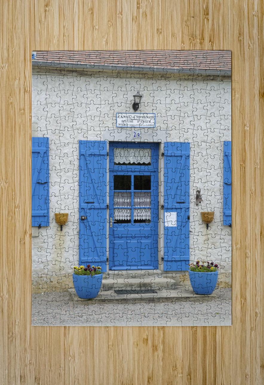 Blue door and shutters at the lock keepers house Ecluse 24 Anizy Champ du Pont Limanton Nievre Burgundy France Kevin Oke Puzzle printing