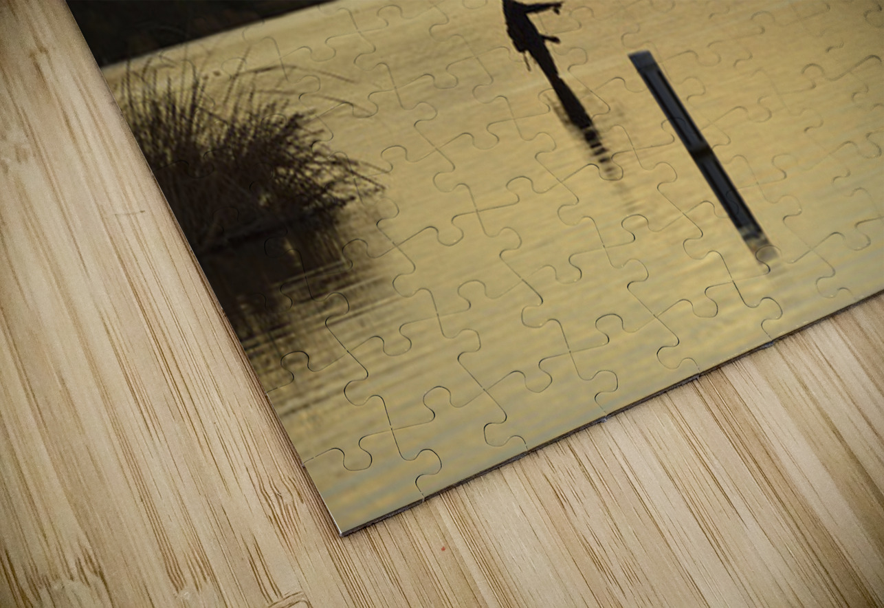 Backlit man fishing at sunset Patagonia Lake State Park Arizona USA Kevin Oke Puzzle